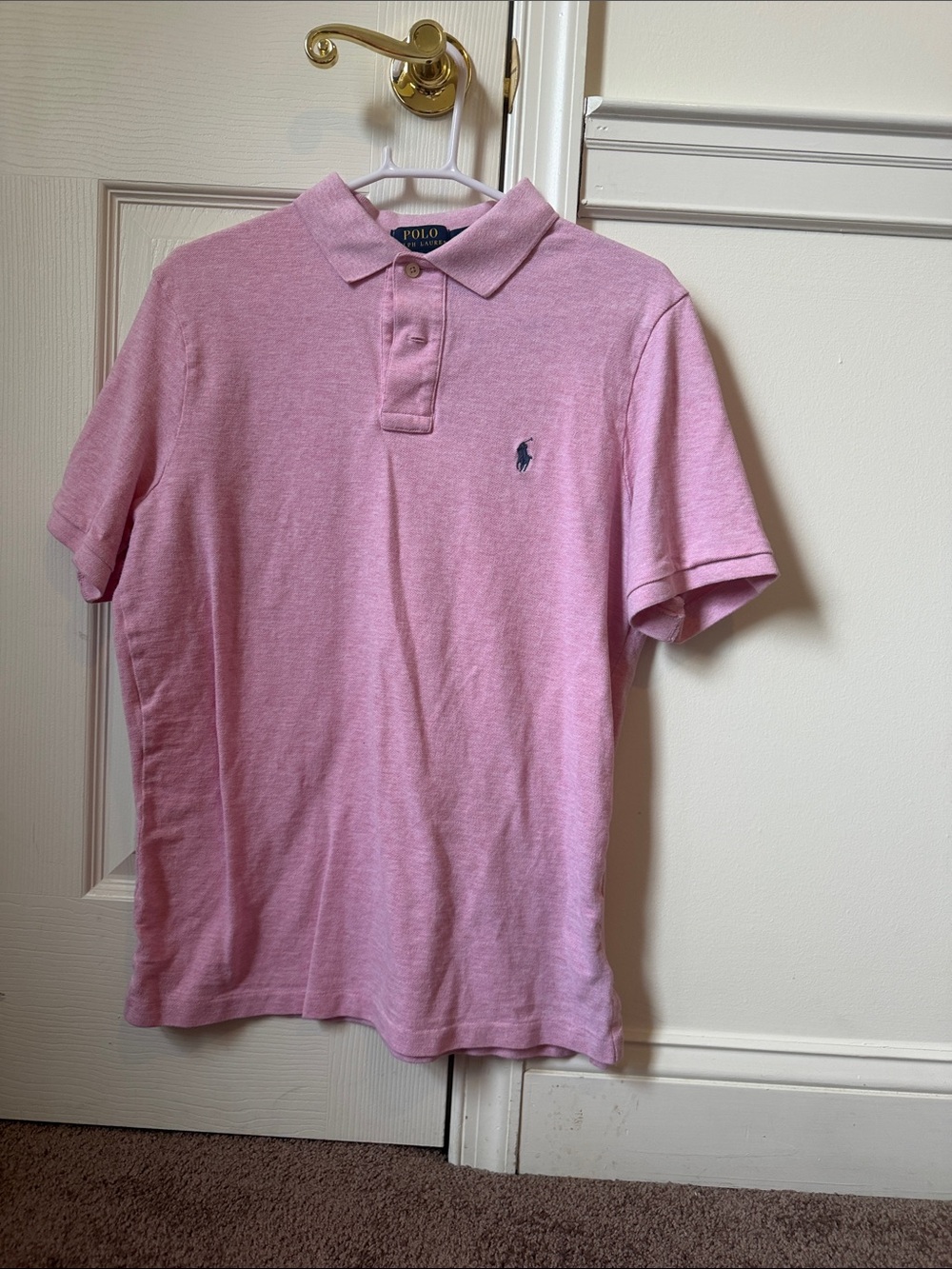 Ralph Lauren Pink Polo with Navy Pony Embroidery
